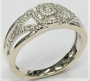 Dazzlingrock Collection 0.35 Carat 10K Gold Round White & Blue Diamond Ladies Wedding Anniversary Chevron Ring 1/3 CT ctw 