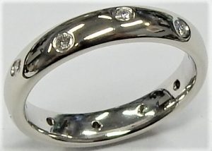 Art Deco Wedding Engagement Stack-able Band 0.08Ct F SI Round Diamond Solid 14K White Gold Ring Size-6.5