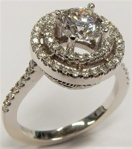 wide Sterling Silver Diamond Engagement Ring 1/8in. 3.5mm Size 7 w/ 0.06 Carat Brilliant Cut Diamonds