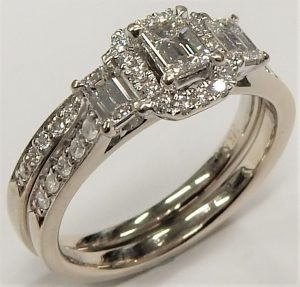 Rhodium Plated Base Metal Channel HALF Set 3.5mm Princess Cut CZ Eternity Bridal Ring Presented in our Branded Gift Box Size L 12 ONLY
