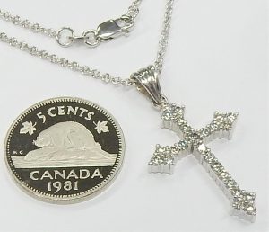 Brand New 14K White Gold 0.12CT Diamond Nurse Pendant Necklace Chain 16'' 