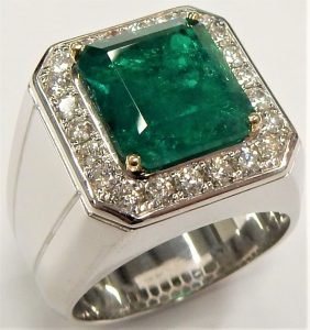 1.50CT 14KT White Gold Natural Green Emerald EGL Certified Diamond Pendant 