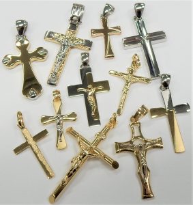 Solid 14k Yellow Gold Passion Cross Pendant Charm 27mm x 16mm