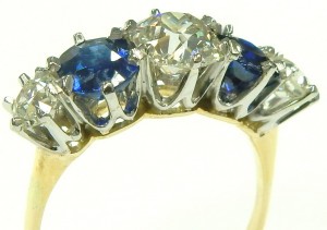 e5217 18 karat and platinum diamond sapphire ring