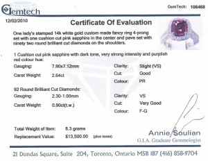 e8379 appraisal fuchsia sapphire ring