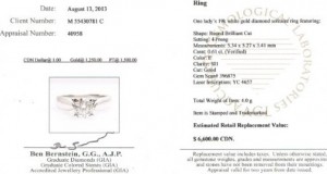 e8624 appraisal Canadian diamond ring set