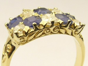 e8708.1 antique sapphire and diamond ring