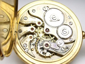 e8495 Omega 21 jewel 5 adjustment 14kt pocket watch