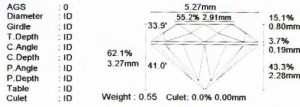 e8836 0.55ct VVS1-H cut cert