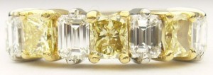 e8912 paltinum 22kt yellow diamond ring