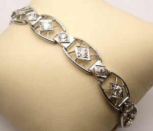e8921 Art Deco 4.00ct diamond bracelet 14 karat gold