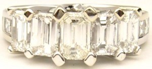 e6792 5 stone emerald cut diamond ring