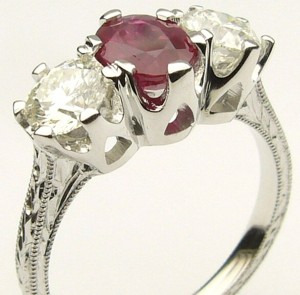 e9150.2 ruby and diamond ring hand engraved