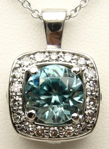 e8730 blue zircon and diamond pendant