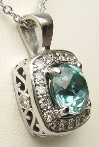 e8730.1 blue zircon and diamond pendant