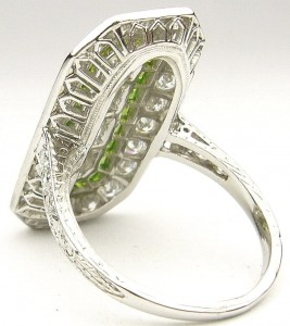 e9263 platinum diamond art deco demantoid andradite garnet ring
