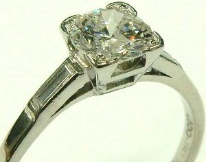 e9476 0.75ct. I2-F platinum Art Deco diamond ring