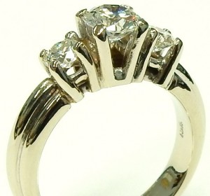 e9583 custom 3 stone diamond ring 18 karat white gold