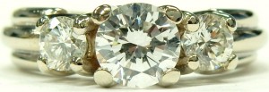 e9583 three stone diamond ring 18 karat white gold