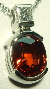 e9611 e9612 spessartite and diamond pendant 14kt.