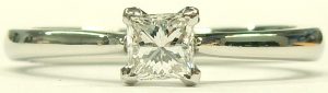e9656 0.40ct. internally flawless D princess cut platinum diamond ring