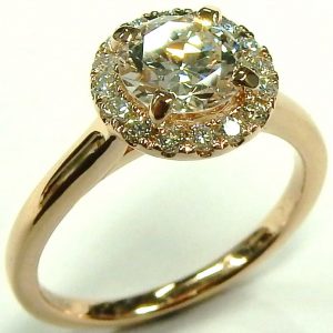 e9637 rose gold halo diamond ring 0.99ct. SI1-F GIA cert d16170 003