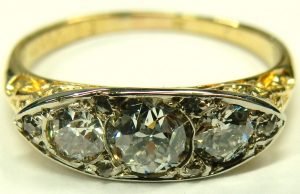 e9784 0.88ct. tw. filigree 18 karat antique dinner ring