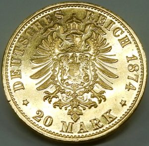 e9807 20 Mark Germany Ludwig II 1874 coin 001