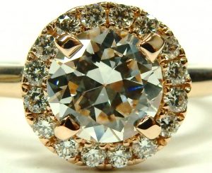 e9637 halo diamond ring 0.99ct. SI1-F GIA cerified