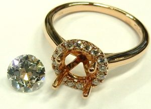 e9637 rose gold halo diamond ring 0.99ct. SI1-F GIA cert d16170 001