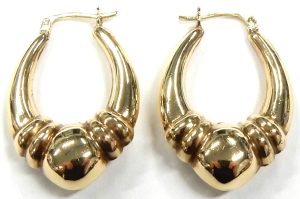 Huge 10K Yellow Real Gold Puffy Heart Bamboo Hoop Earrings 3.5 Inches -  Soul Jewelry