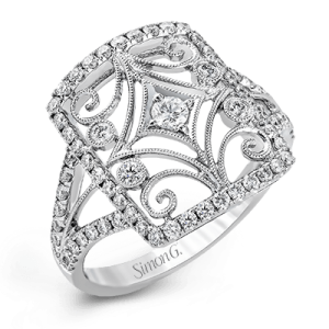 Diamond Dinner Ring - Women's 
18 Karat White Dinner Ring 
Finger Size 7 
 Center Diamond Shape: Round Clarity: VS1 Colour: F/G 0.64