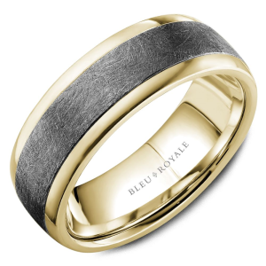 Yellow/Grey Tantalum/14K Satin Band Ring Width 7.5 mm 
Size: 10