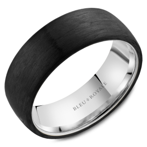 White/Black 14k/Carbon Fiber Satin Band Ring Width 7.5 mm 
Size: 10