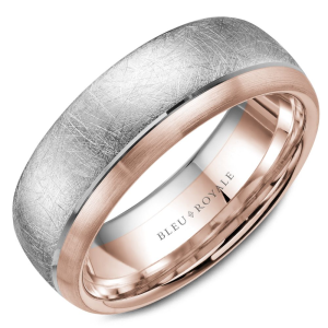 Rose/White 14 Karat Satin Dome Ring Width 7.5 mm 
Size: 10