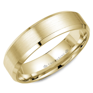 Yellow 18 Karat Satin Band Ring Width 6 mm 
Size: 10