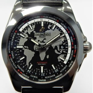 Breitling world timer on strap WB3510U4/BD94 SN 4334819 with box and papers.
Gents Estate Watch - Breitling Dress 
Vendor Style #: WB3510U4/BD94 4334819
 StainlessSteel Strap 
Dial:
Box Included/Papers Included
Condition 
1 Year Warranty