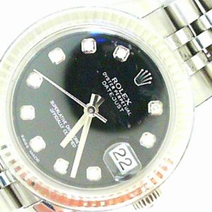 Estate Rolex DateJust Year: 2013
Vendor Style #: 178274 Datejust SN: 4Y00m361 Jubilee
31mm 18K/Stainless Steel
Dial: Black diamond 
Box Included/Papers Included
Condition Very good
1 Year Warranty