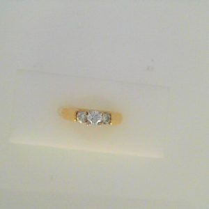 Diamond Engagement Ring
14 Karat Yellow/White Engagement Ring 0.55twt
Finger Size 6.25
1 Center Diamond 0.25ct Shape: Round With 2 Round Diamonds 0.30 ctw 0.55