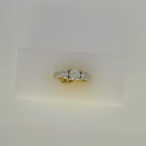 Estate Diamond Engagement Ring 
14 Karat White Estate Engagement Ring Width 1.8mm 
Finger Size 4.25 Gram Weight 2.8 
1 Center Diamond 0.45ct Shape: Round With 2 Round Diamonds 0.18 ctw 0.63