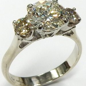 Estate Diamond Engagement Ring
14k/18K White Estate Engagement Ring Width 2.9mm
Finger Size 6 Gram Weight 3.4
1 Center Diamond 1.70ct Shape: Round; Clarity: VS1; Colour: K With 2 Round Diamonds 0.58 ctw 2.28