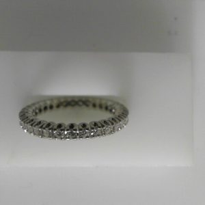 Estate Diamond Anniversary Ring
18 Karat White Estate Anniversary Ring
Finger Size 7 Gram Weight 3.6
31 Center Diamonds Shape: Round; Clarity: VS-SI; Colour: G/H 0.75