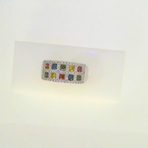 Diamond Dinner Ring - Women's
14 Karat White Dinner Ring Width 2.7mm
Finger Size 7 Gram Weight 4.3
10 Center Diamonds Shape: Round Round Diamond 0.23 ctw 0.87