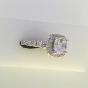 Diamond Semi-Mount Ring
14 Karat White Ring
Finger Size 6.25
1 Center Cubic Zirconium 1.00ct Shape: Round Round Diamond 0.74 ctw 1.74