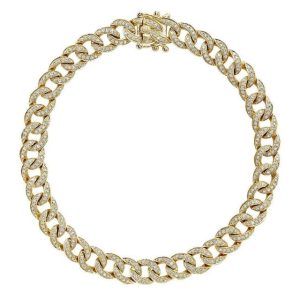 Diamond Bracelets 
14 Karat Yellow Diamond Bracelet Length: 7in 
Gram Weight 12.08 
410 Center Diamonds Shape: Round 0.94