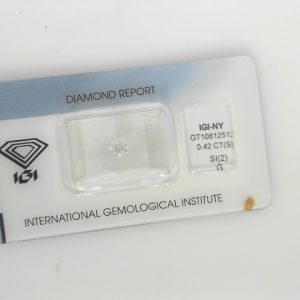 Estate Loose Diamond
1 Canadian Diamond 0.42tw Shape: Round Clarity: SI2 Colour: G