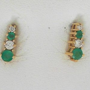 Earrings with Emeralds 
14 Karat Yellow Emeralds Earrings 
 Gram Weight 2.69 
4 Center Emeralds Shape: Round With 4 Round Diamonds 0.30 ctw