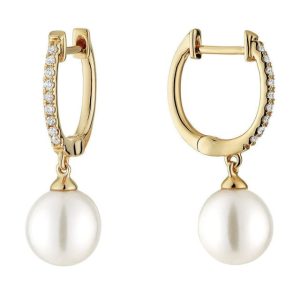 Earrings with Pearls
14 Karat Yellow Pearls Earrings
2 Center Pearls 7.50ct Shape: Round With 18 Round Diamonds 0.12 ctw
