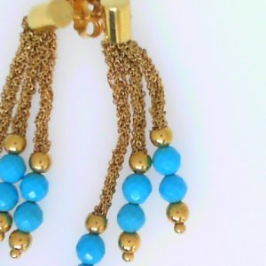 Estate Earrings With Turquoise
18 Karat Yellow Turquoise Earrings
Gram Weight 8.13
Center Turquoise Shape: Various Shapes