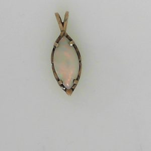 Opal Estate Pendant
10 Karat Yellow Opal Pendant
Gram Weight 0.85 Chain Style: No Chain
1 Center Opal Shape: Marquise